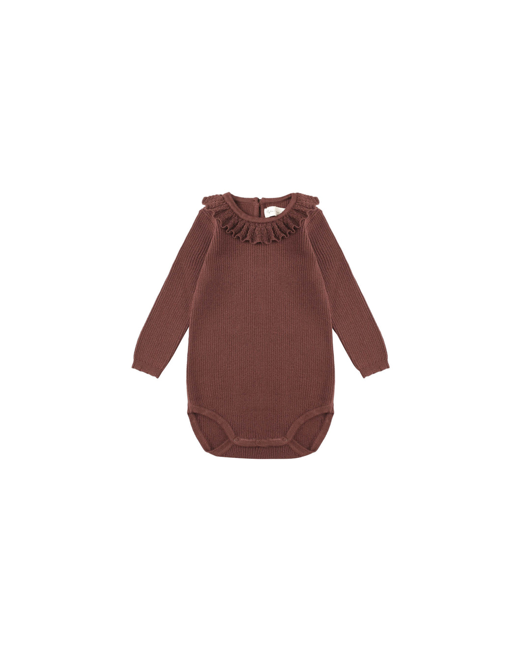 Burgundy Ruffle Collar Bodysuit