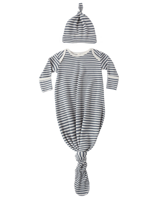 Knotted Baby Stripe Gown + Hat