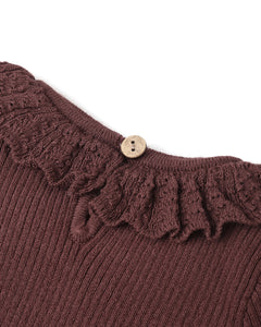 Burgundy Ruffle Collar Bodysuit