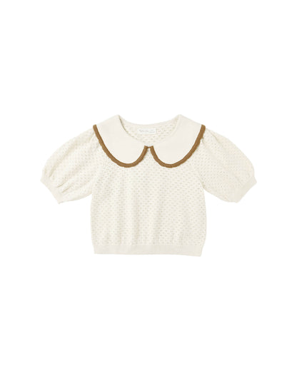 Pointelle Collared Top