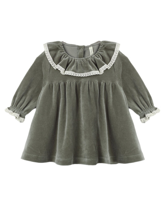 Spruce Velour Baby Doll Dress