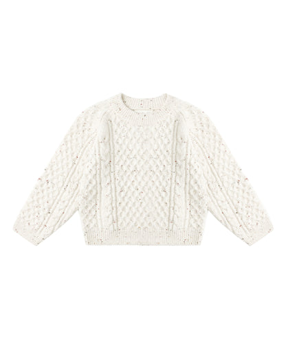 Natural Speckled Cable Knit Sweater