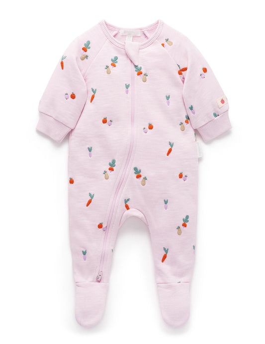 Organic Embroidered Fleece Footie