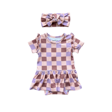 Checked Body Suit W/Headband