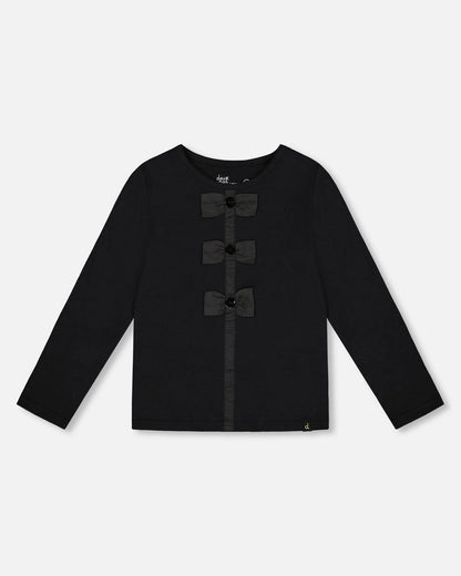Long Sleeve Bow Tee Black
