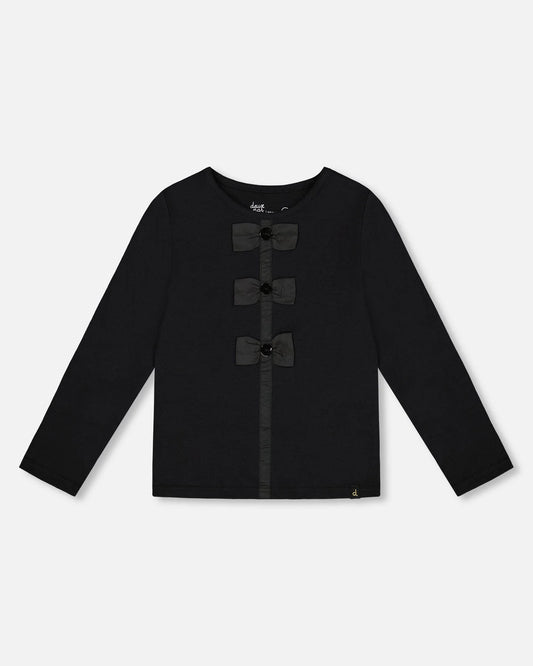 Long Sleeve Bow Tee Black