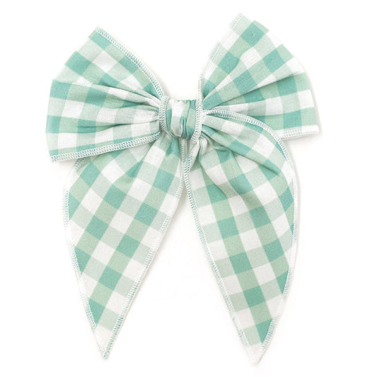 Girl Bow - Sea Glass Gingham