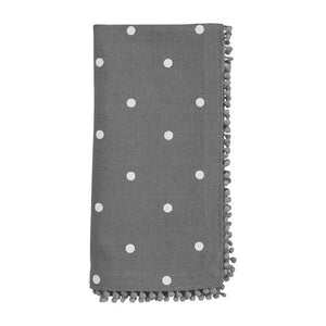 Gray Dot Pompom Napkin Set