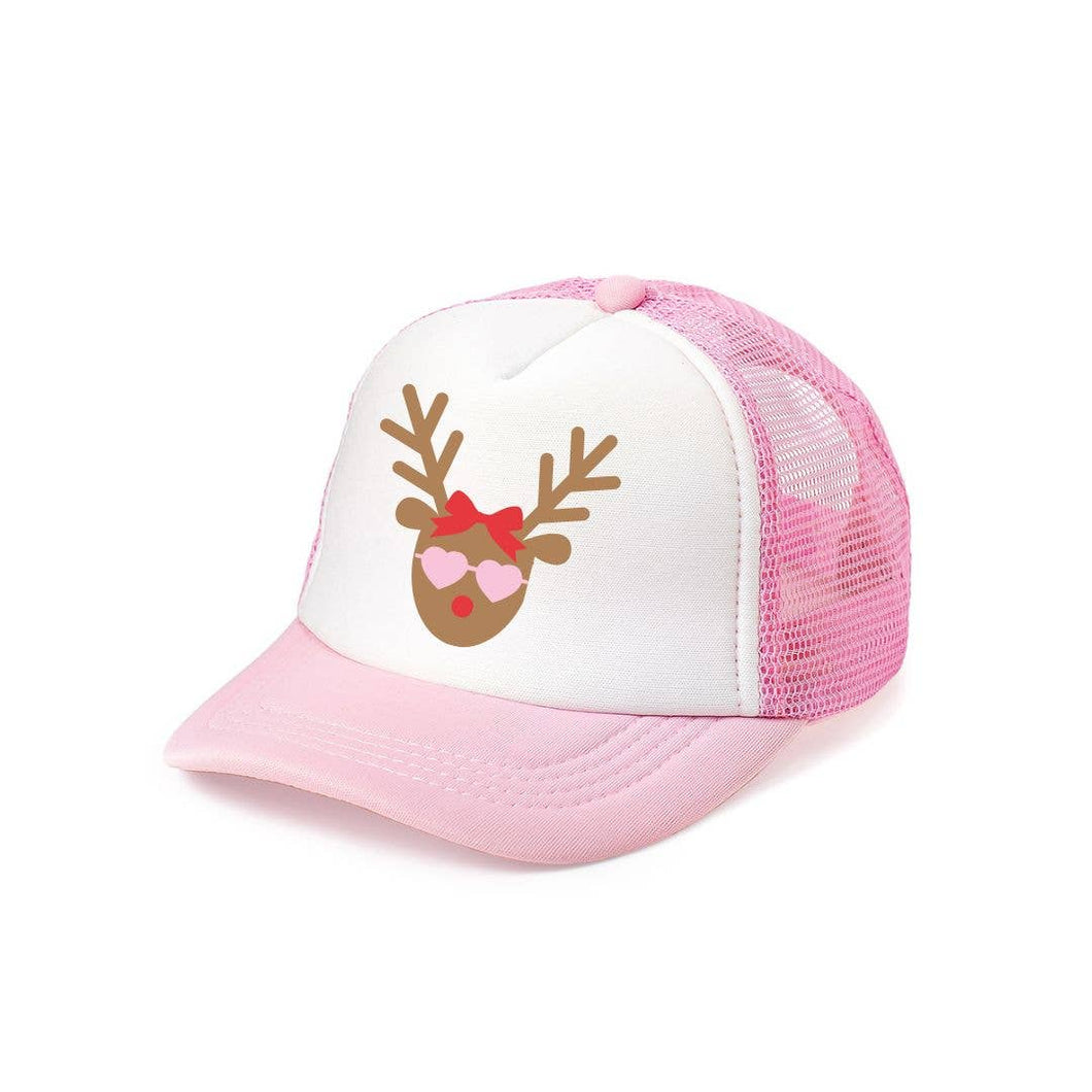 Girly Reindeer Hat - Christmas - Kids Holiday Trucker Hat