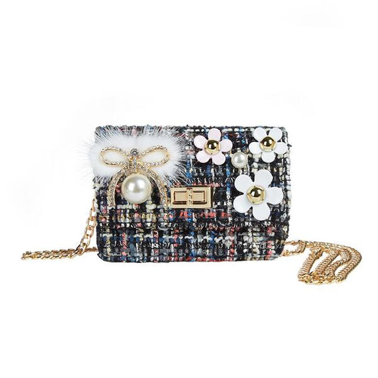 Floral & Bow Tweed Purse