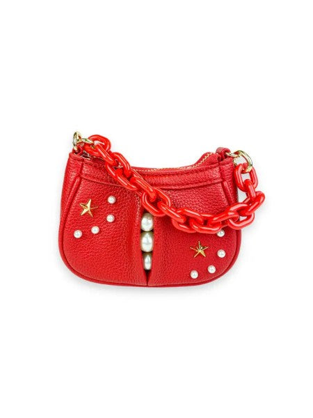 Pearl Studded Mini Leather Bag