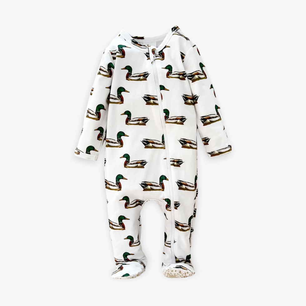 Ducks in a Row Footed Zipper Jammie