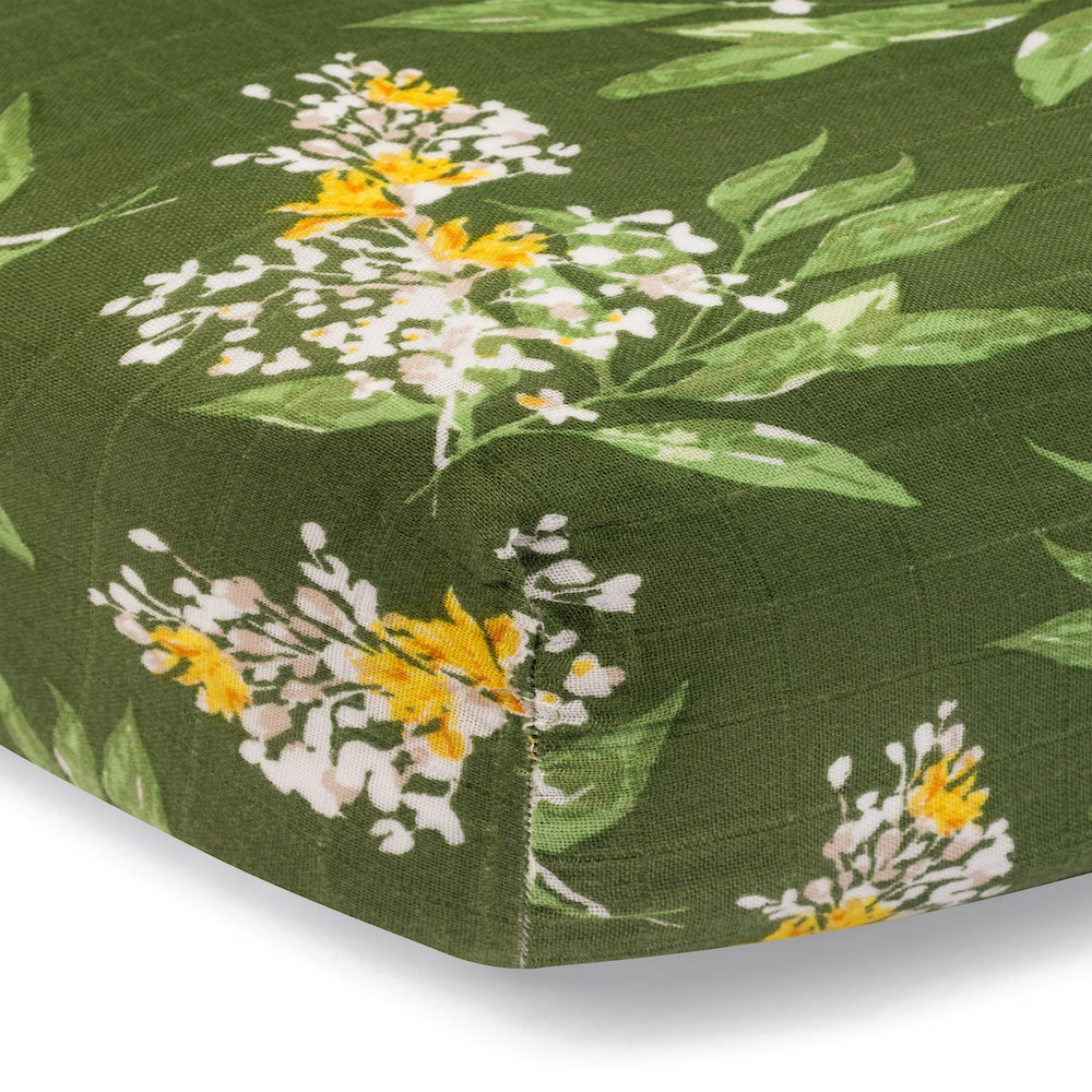Bamboo Crib Sheet-Green Floral