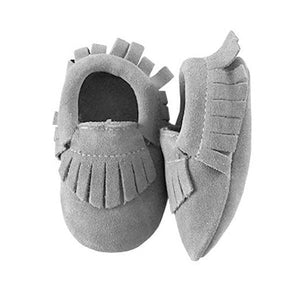 Gray Suede Baby Moccasins