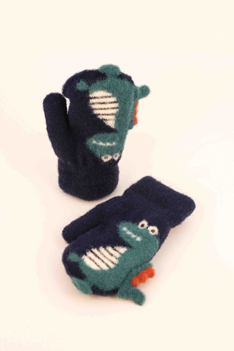 Navy Dino Mittens
