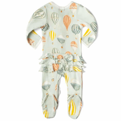 Vintage Balloons Ruffle Zippered Footie