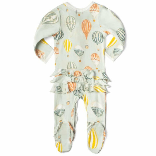 Vintage Balloons Ruffle Zippered Footie