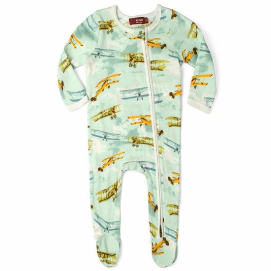 Vintage Planes Zippered Footie