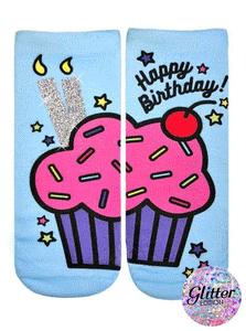 Birthday Glitter Cupcake Ankle