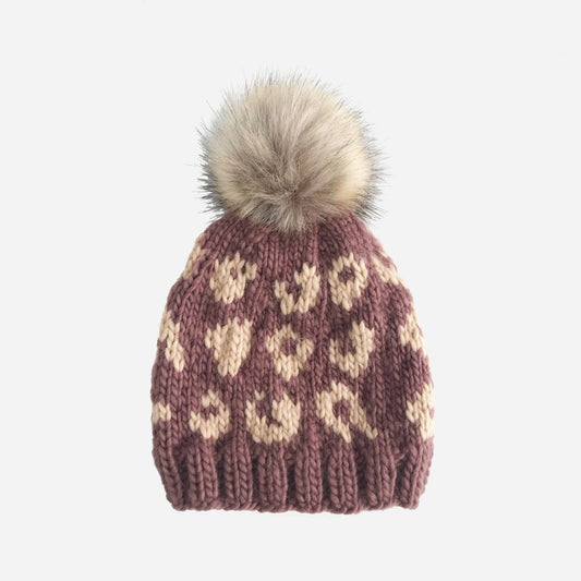 Cheetah Acrylic Hand Knit Hat-2-5 yr