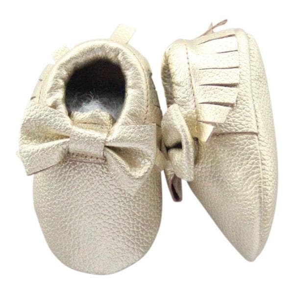 Gold Bow Baby Moccasins