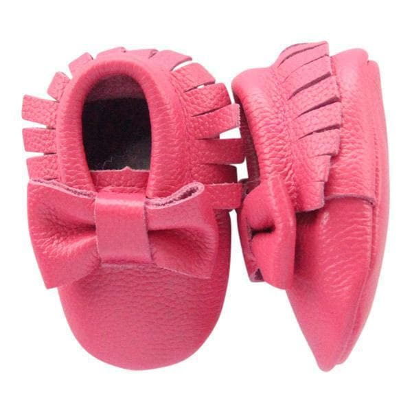 Hot Pink Bow Baby Moccasins
